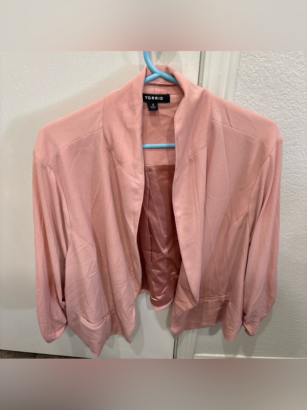 torrid Soft Pink Open-Front Draped Blazer